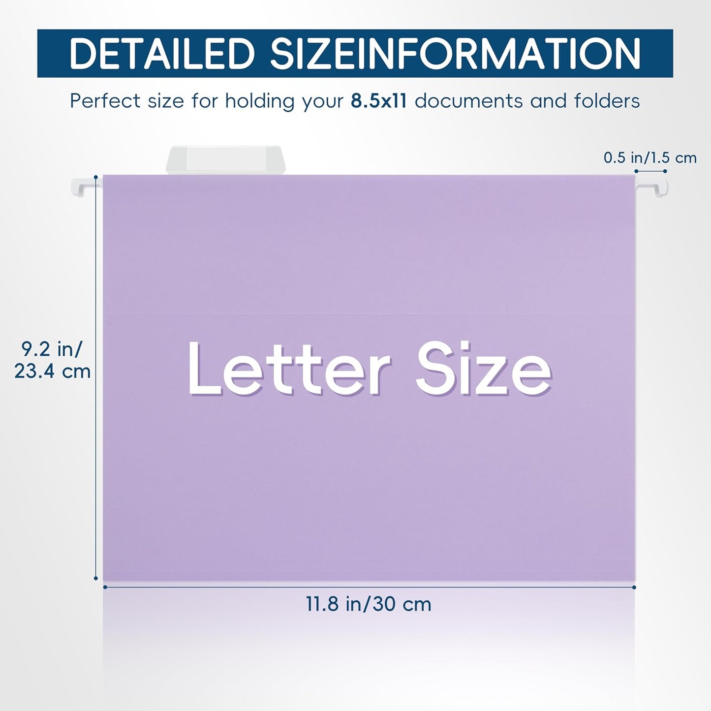 Blue Hanging File Folders,25 Pack Letter Size File Folders with 1/5-cut Tabs,Office Essentials for Filing Cabinet & Desk Storage