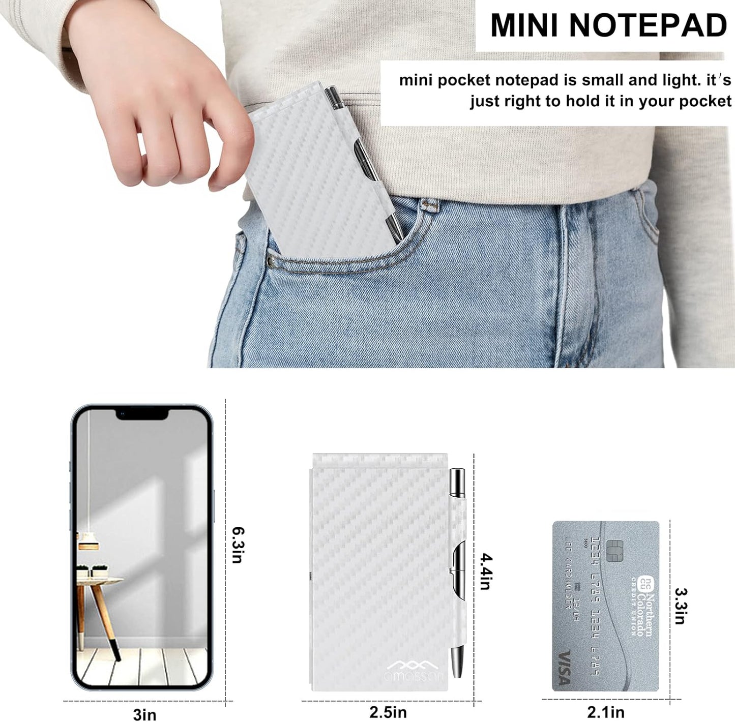 amassan Metal Small Notebook, Mini Notepad, Small Pocket Notepad Aluminum Note Case with Mini Metal Pen and 60-Page Sheets - Memo Books Note Pads(Gold)