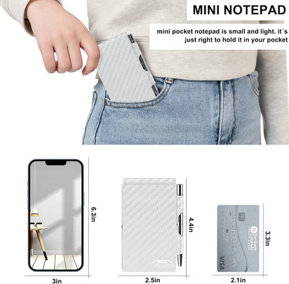 amassan Metal Small Notebook, Mini Notepad, Small Pocket Notepad Aluminum Note Case with Mini Metal Pen and 60-Page Sheets - Memo Books Note Pads(Gold)