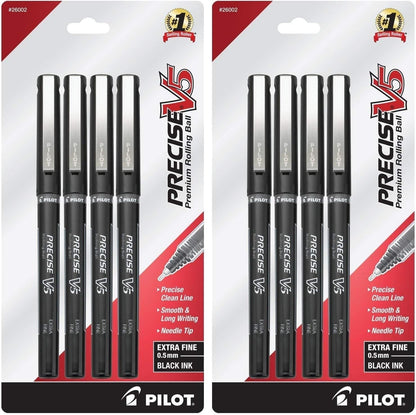 PILOT Precise V7 Stick Liquid Ink Rolling Ball Stick Pens, Fine Point (0.7mm) Black Ink, 4-Pack (26003)