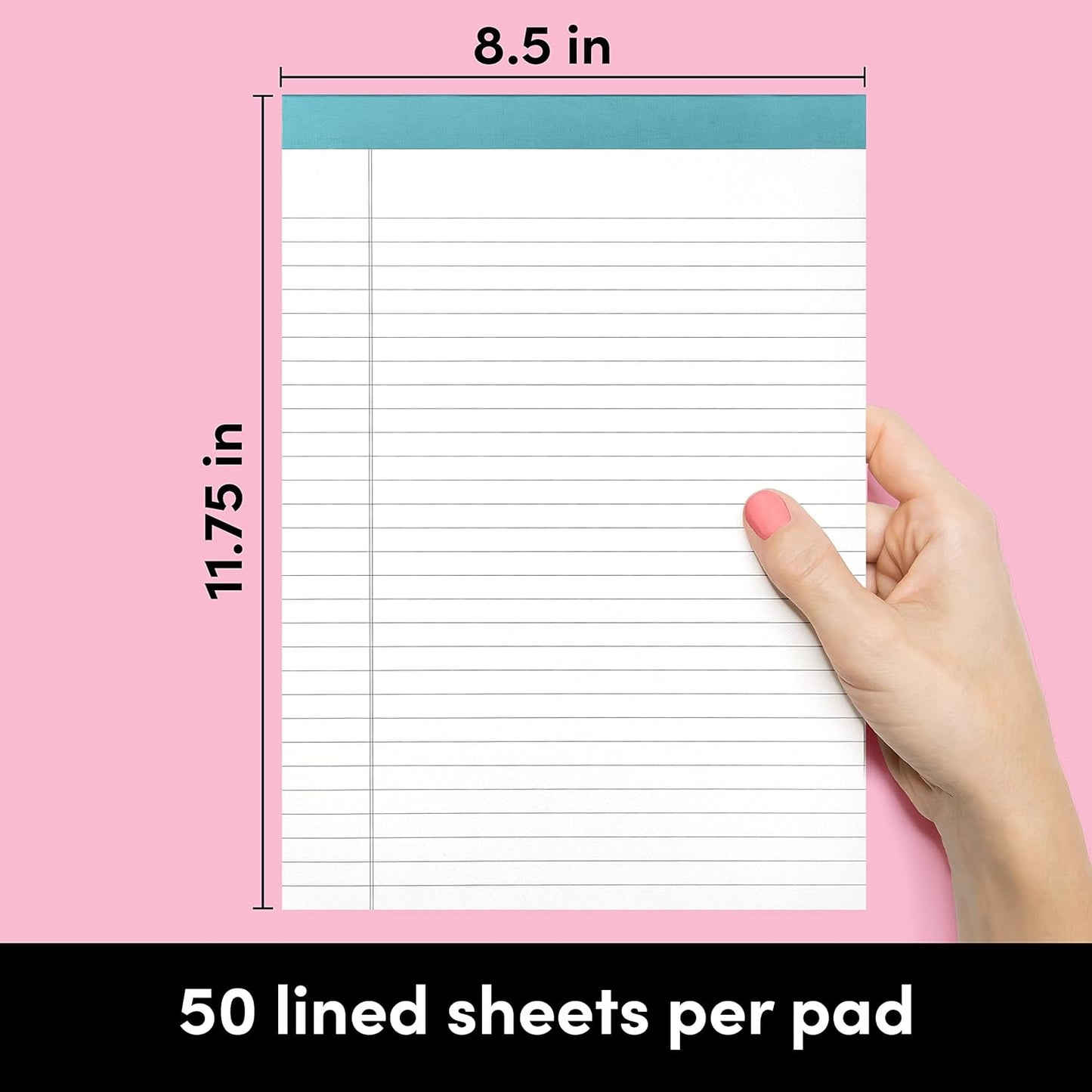 PAPERAGE Lined Legal Pads, (Rainbow), 6 Pack, 50 Sheets Each, Wide/Legal Ruled, Note Pads, Paper, 5 inches x 8 inches