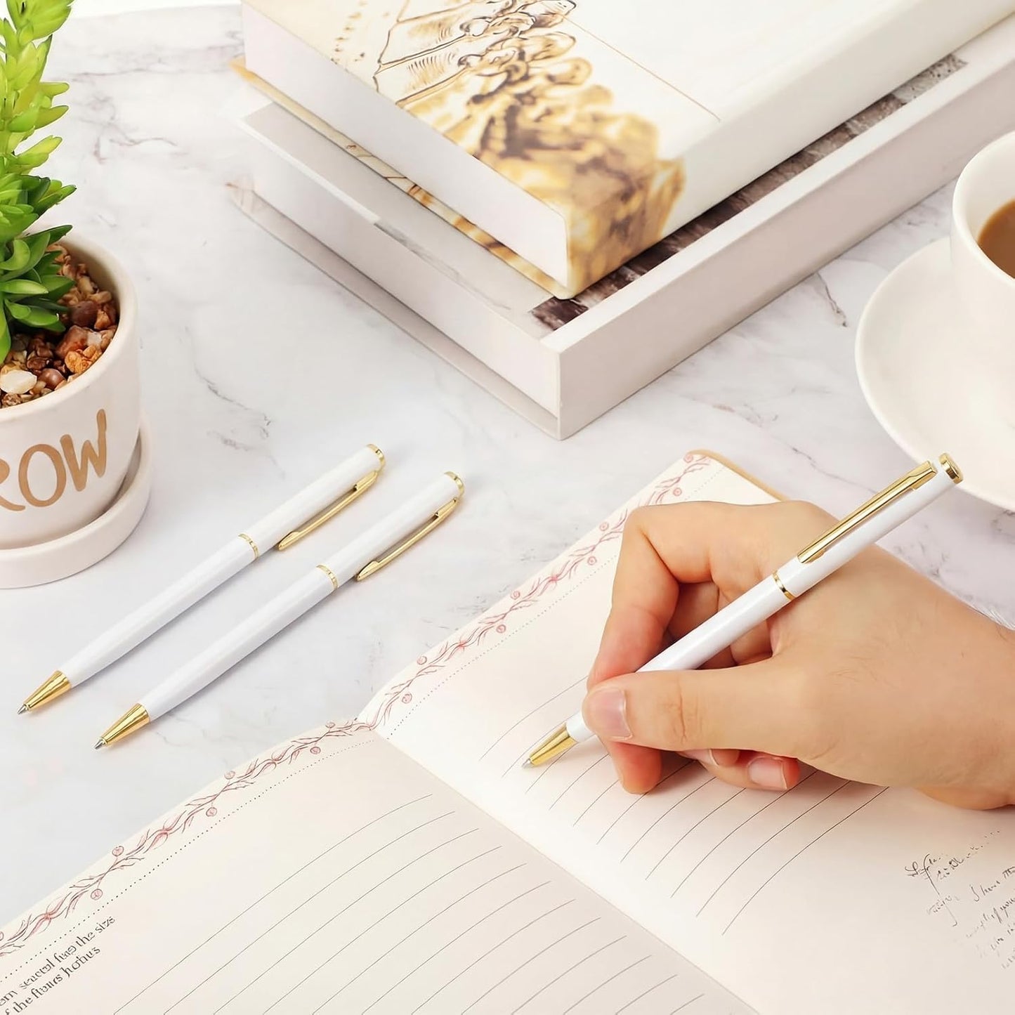Zonon 240 Pcs Gold Metal Slim Ballpoint Pens Bulk Retractable Metallic Black Ink 1 mm Medium Point Smooth Writing Pens for Wedding Business Office Supplies Students Teachers Men Women Present