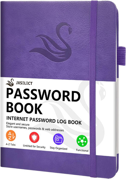 Elegant Password Book with Alphabetical Tabs - Hardcover Password Book for Internet Website Address Login - 5.2" x 7.6" Password Keeper and Organizer w/Notes Section & Back Pocket (Turquoise)