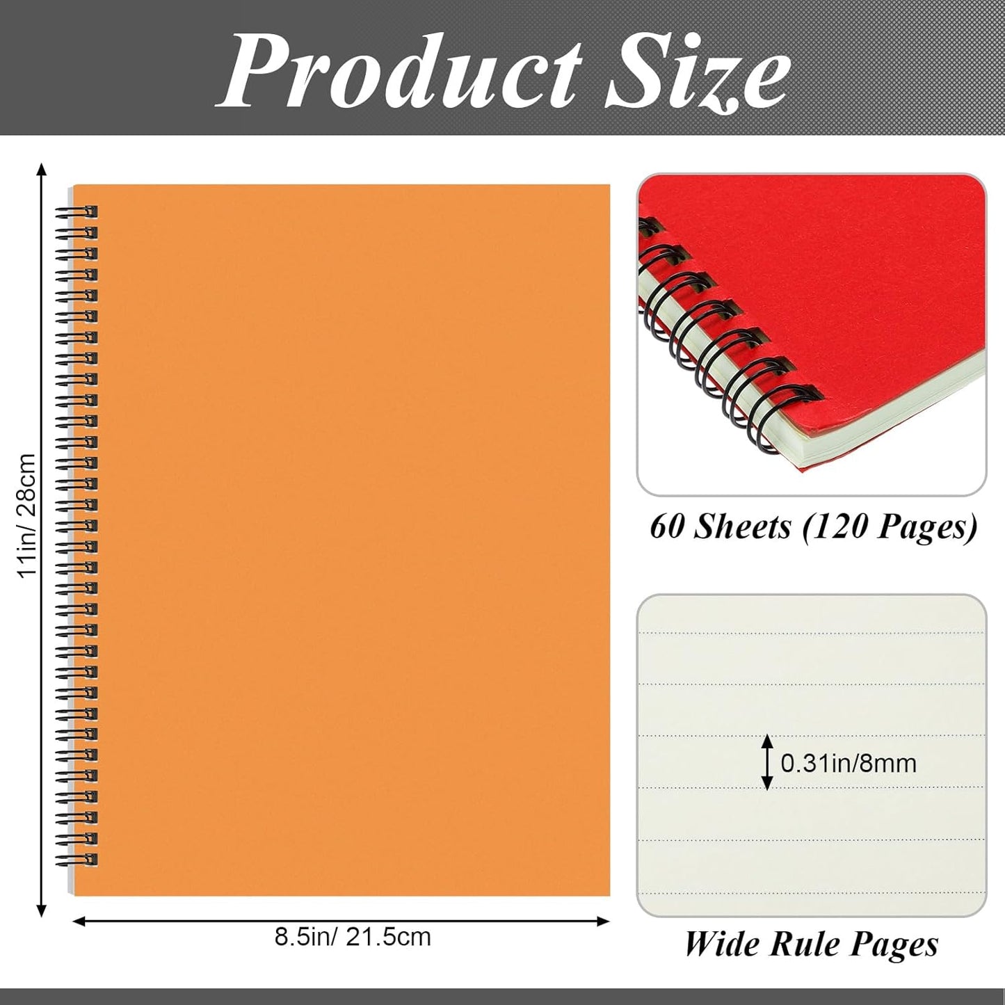 Leelosp 12 Pack Small Spiral Notebook Lined Spiral Journal College Ruled Notebook Wire Bound Kraft Cover, 120 Pages for Work (Multicolor,5.5 x 8.3 Inch)