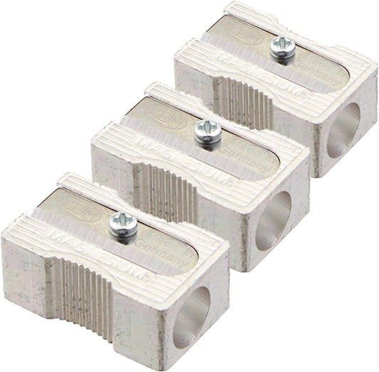 3 PACK: Kum 104.03.01 Magnesium Alloy Metal 1-Hole Steel Blade Rectangular Pencil Sharpeners