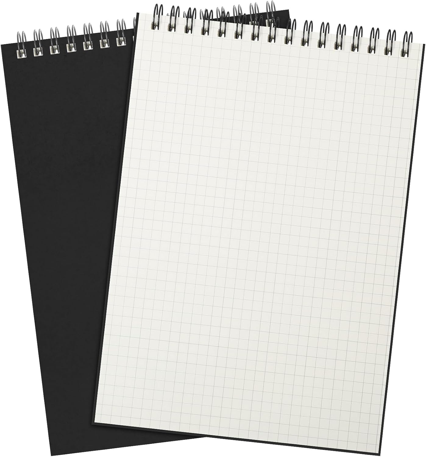 Engrowtic 2 Pack Graph Paper Spiral Notepad A5 Top Wirebound Notepad Grid Notebook Steno Pads Memo Notebook Grid Paper 140 Pages for Writing Sketching Drawing Office Supplies (Black)