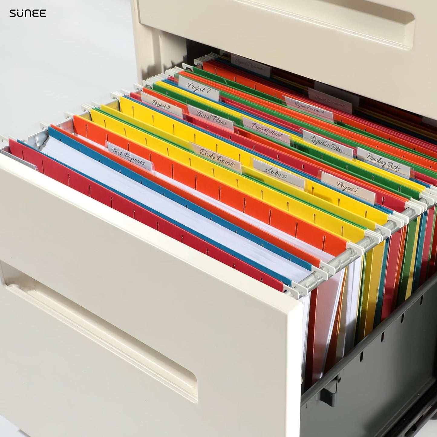SUNEE Hanging File Folders, 25 Pack Letter Size Hanging File Folders with 1/5-Cut Tabs, Ideal for Home and Office Organization and Papers Classification,Yellow