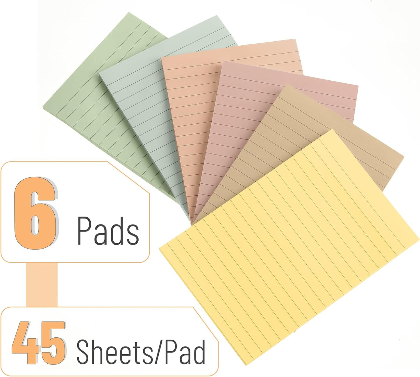 Mr. Pen- Lined Sticky Notes, 3" x 3", 12 Pads, 60 Sheets/Pad, Morandi Color, Bulk Sticky Notes with Lines, Ruled Post Stickies, Memo Pads, Self-Stick Note Pad for Office, School, Home, Study