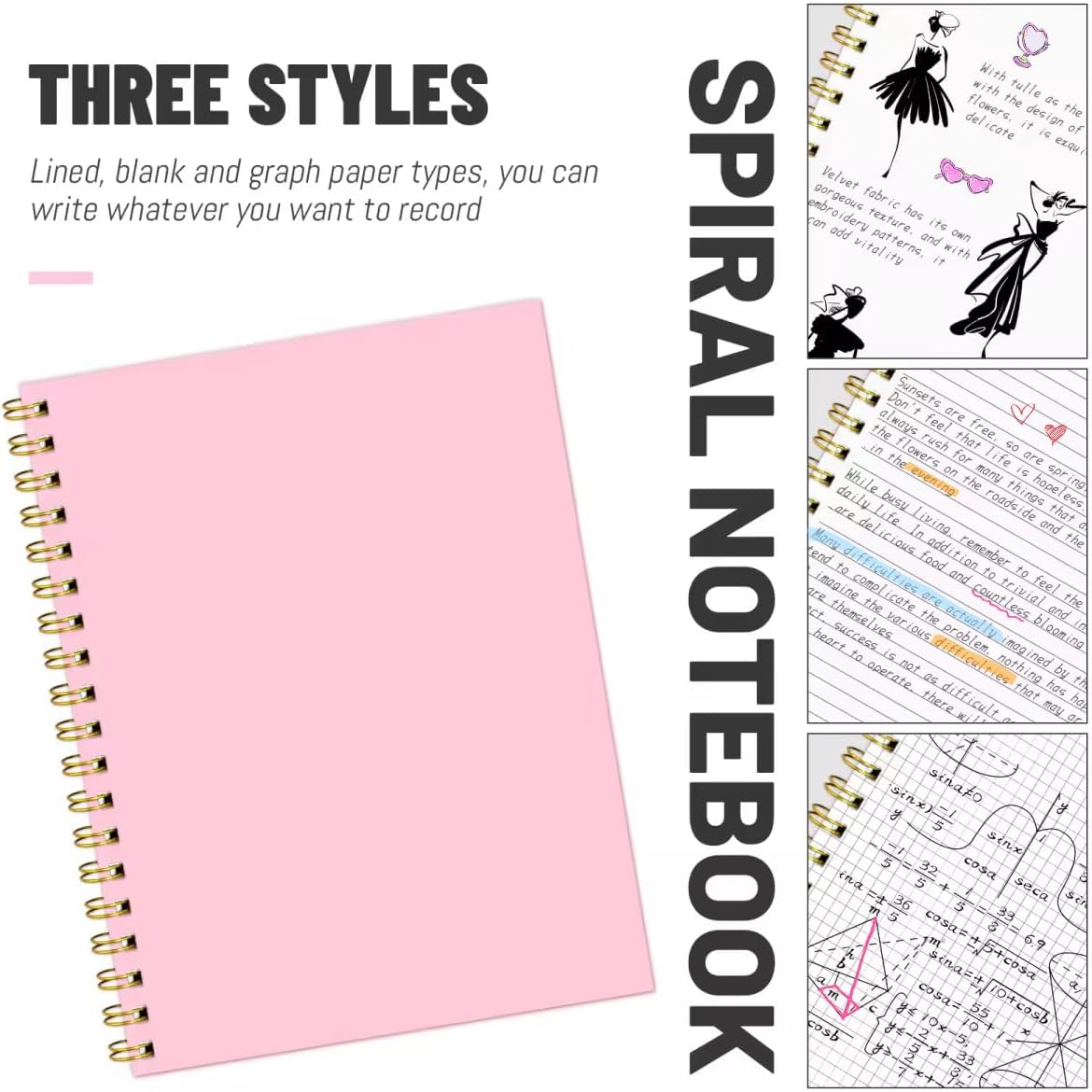 Lined Spiral Notebook B5 Black Journal 7.48'' X 10.18''-4 Pack 7mm College Ruled Hardcover Notebooks 160 Pages 100GSM Thick Paper for Note Taking School Office Supplies