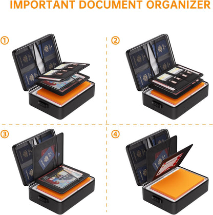DocSafe 5200°F Document Organizer with Lock, Upgraded Heat Insulated Fireproof＆Water-Resistant Box 8 Layers File Organizer, Portable Home Travel Safe Storage for Important Documents and More