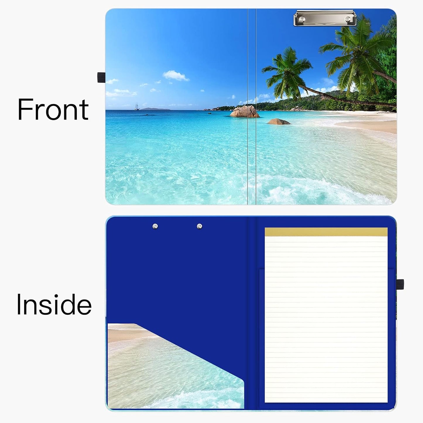 Hongri Clipboard Folio with Refillable Lined Notepad and Interior Storage Pocket for Students, Classroom, Office, Women, Man, Cute Custom Pattern, Size 12.8 x 9.2 in, Classic Flower