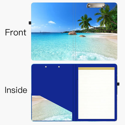 Hongri Clipboard Folio with Refillable Lined Notepad and Interior Storage Pocket for Students, Classroom, Office, Women, Man, Cute Custom Pattern, Size 12.8 x 9.2 in, Classic Flower