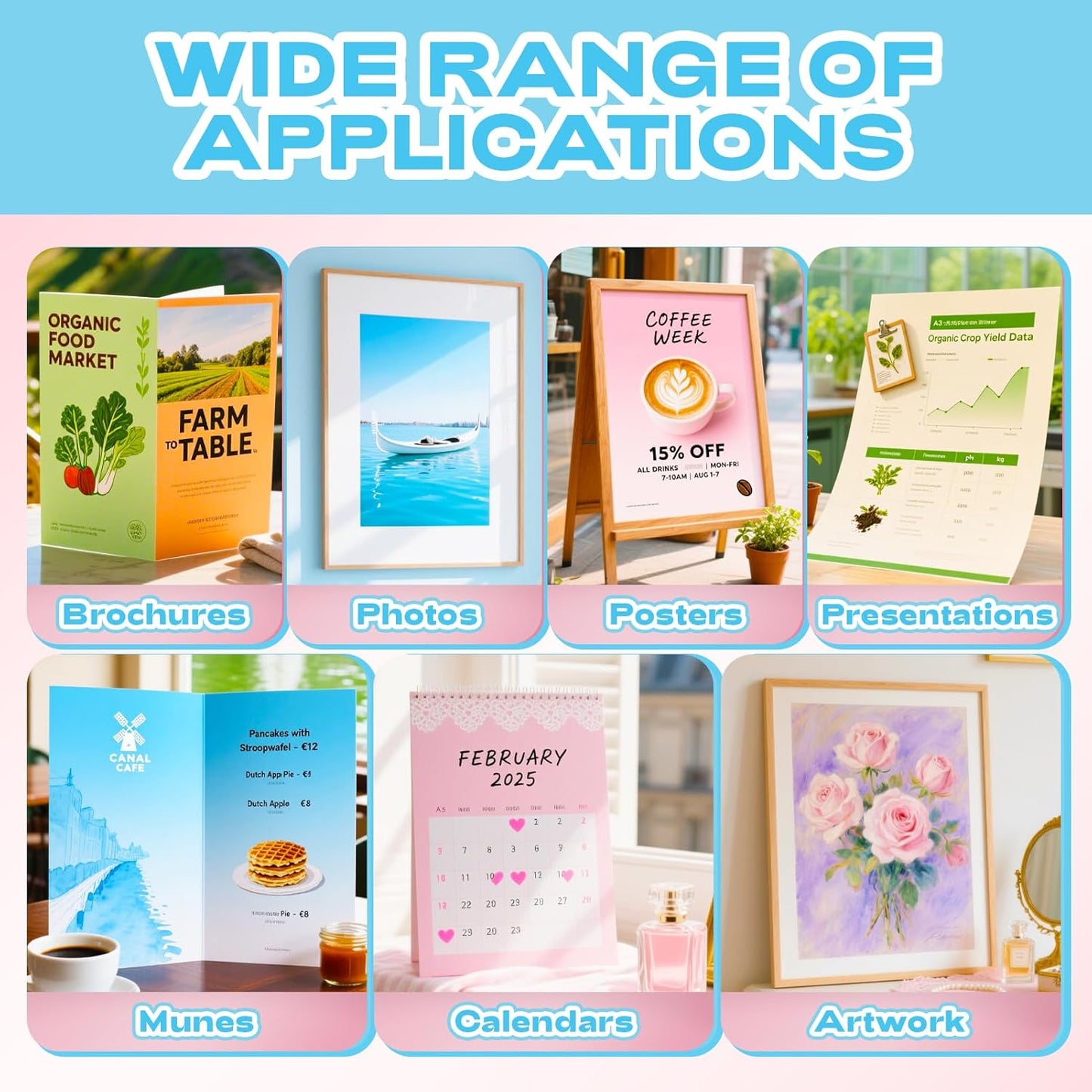 Uinkit 37lb Thin Flyer Paper Glossy 8.5x11 Inkjet 100 Sheets Single Side DIY Chip Bag 135gsm Printer Picture for Inkjet Printer with Dye Ink Letter size A4 Brochure (8.5X11X100)