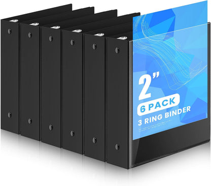 Henoyso 6 Pcs 2 Inch Mini 3 Ring Binders with Clear Front View Cover, Round Ring Blue A5 Binders Bulk Pack for School Office, Holds up to 490 Sheets, 5.5 x 8.5 Paper Half Letter Pages Organizer