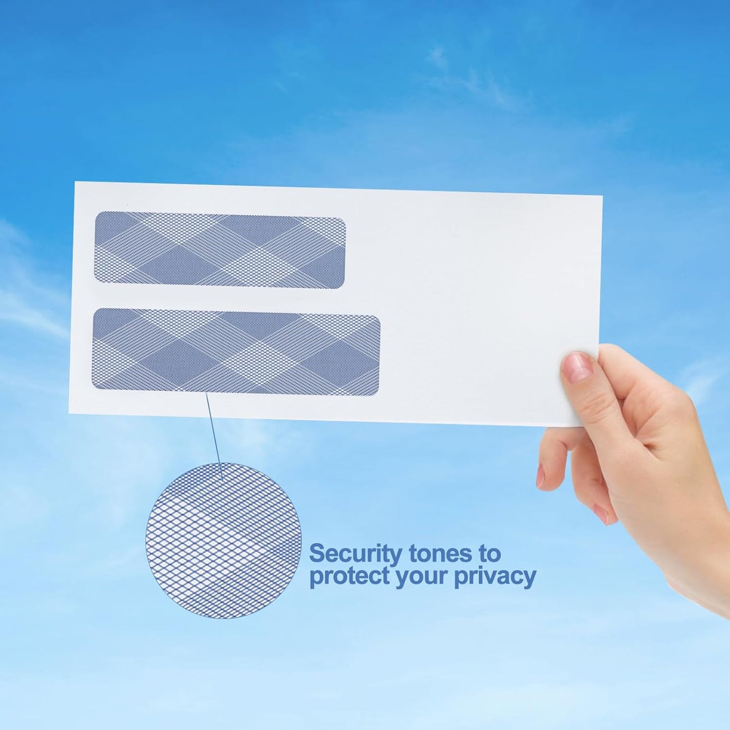 500#10 Double Window Security Envelopes, PANDRI NO.10 Self-Seal Window Envelopes Designed for QuickBooks Invoices, Business Statements & Documents - Number 10 Size 4 1/8 Inch X 9 1/2 Inch - 24 LB