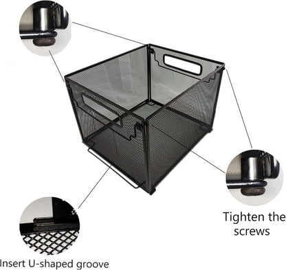 SETTFRFE Letter Size Metal Mesh Hanging File Folder Organizer Crate Basket, Black