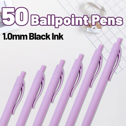 BallPoint Pens, 50 Pack (BLACK Ink),Bulk Pens, Black Barrel,Click Pens for Office Home and School, Retractable Ballpoint Pens, Medium Point, 1.00MM (Black)