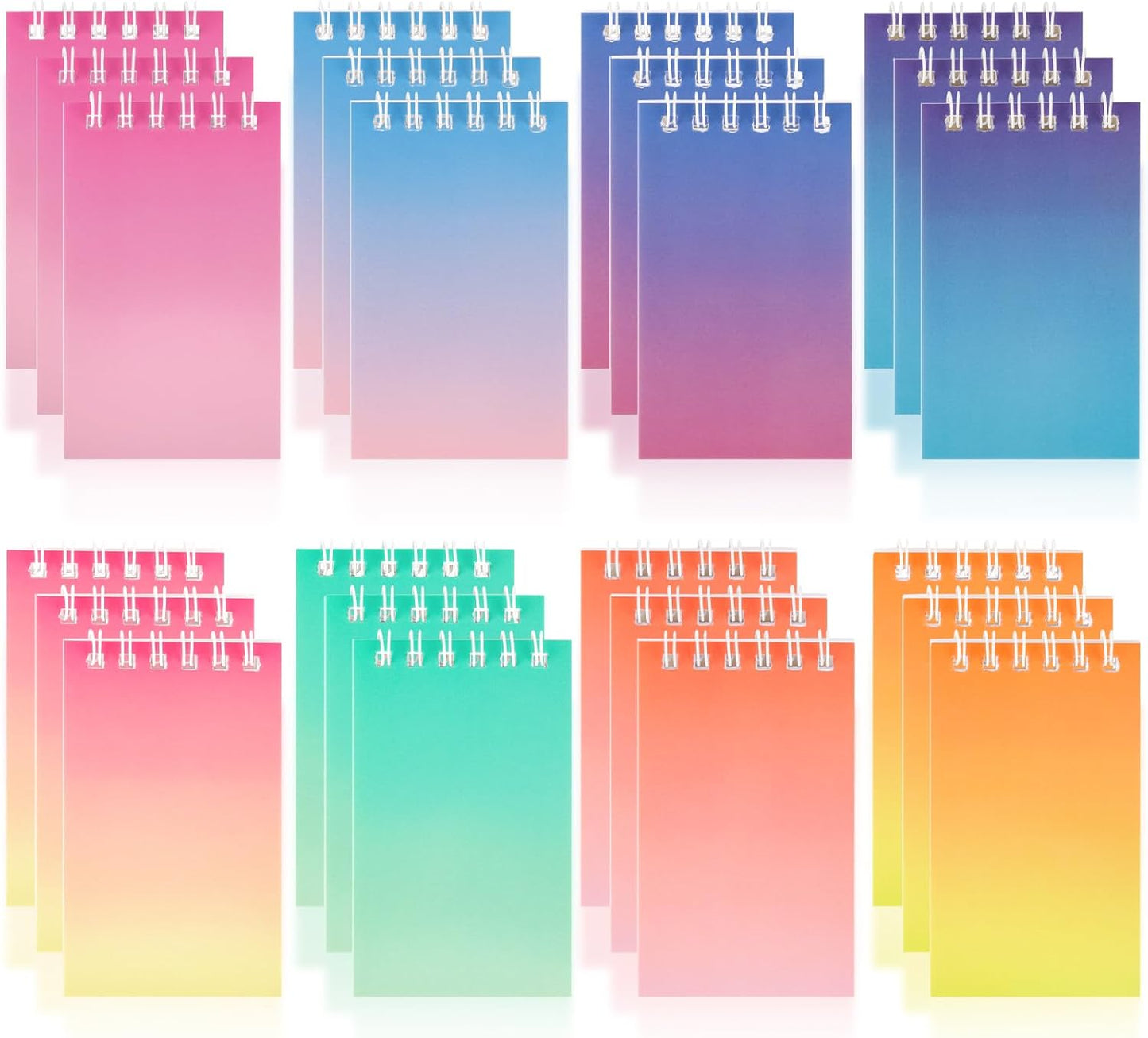 Hooqict 24 Pack Small Pocket Notebook Mini Notebooks Bulk Small Spiral Notepads with 8 Colors, Memo Note Pads for Kids, Work, Office, School, 3.9 x 2.4 Inches