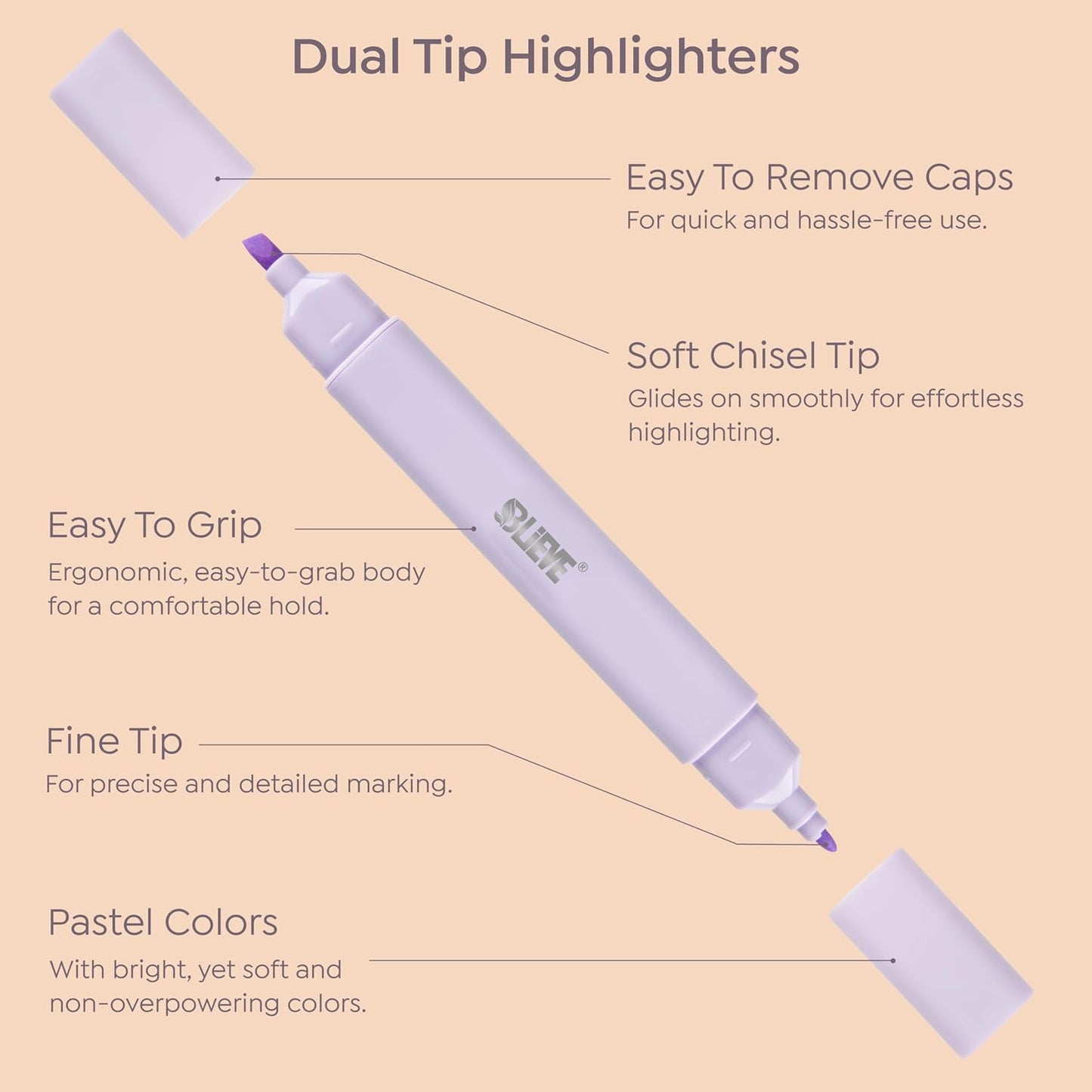 BLIEVE Aesthetic Cute Highlighters No Bleed Through, Dual Tip 8 Pack, Pastel Colors For Bible & Journaling