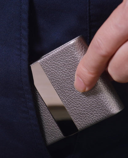 Business Card Holder with Ultra Slim Design,Business Card Case with Premium PU Leather,Suit Pocket Metal Card Holder for Women/Men,Professional Name Card Holder with Magnetic Shut (Black1)