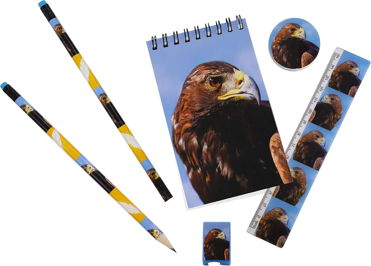 Deluxebase Wild Stationery Set - Dolphin from Animal Stationery Sets with 2 Pencils, Eraser, Pencil Sharpener, Ruler & Cute Notebook. Ideal Office Supplies, Desk Accessories & College Essentials.