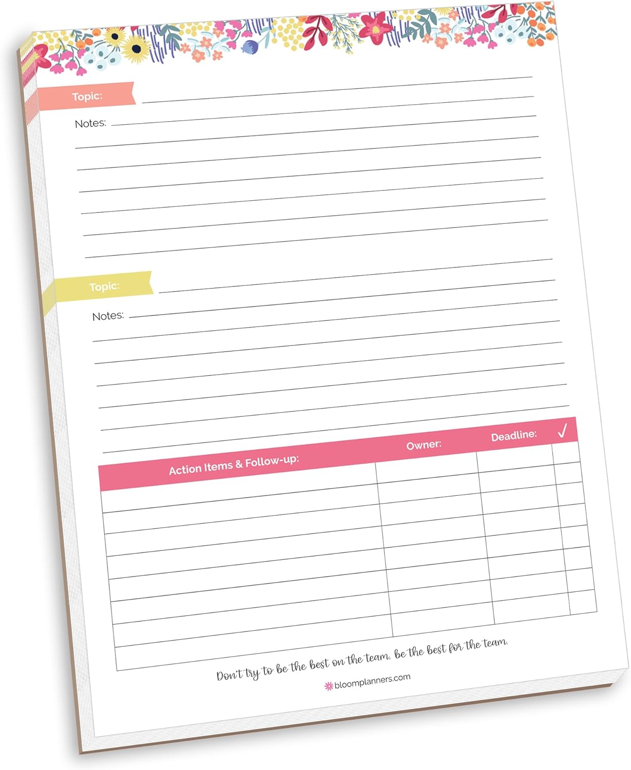 bloom daily planners Horizontal Weekly Tear-Off To Do List Planning Pad - Undated Notepad Organizer & Healthy Habit Tracker - 8.5” x 11” - Floral