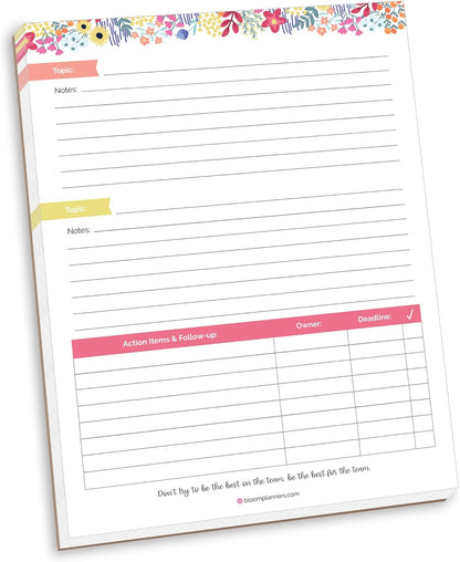 bloom daily planners Horizontal Weekly Tear-Off To Do List Planning Pad - Undated Notepad Organizer & Healthy Habit Tracker - 8.5” x 11” - Floral