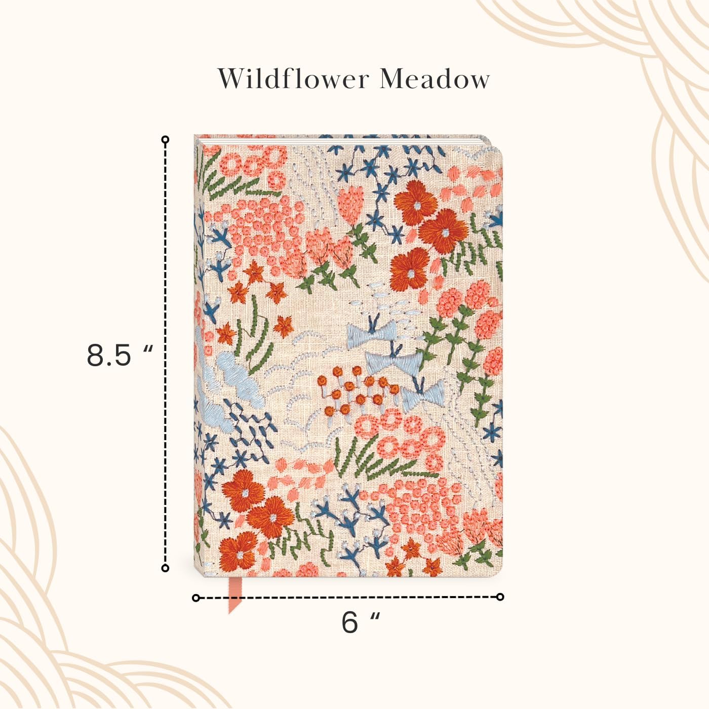 Lady Jayne Embroidered Canvas Hardcover Journal with 192 Lined Pages, 6” x 8.5” – Flower Market Poppy (83289)