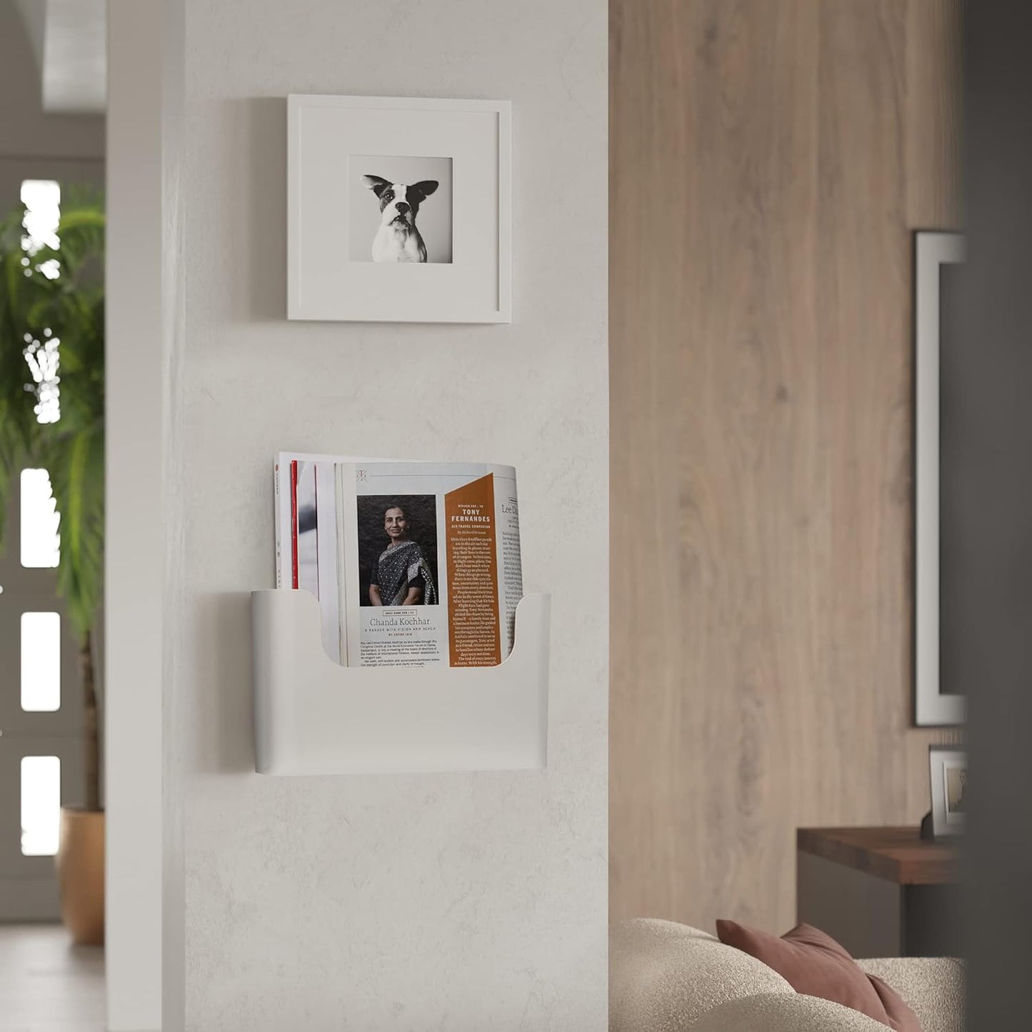 YOHOM No Drilling File Holder Wall Mails Magazines Organizer Adhesive Door Mount, Single Pocket(WHITE, 1 PCS)