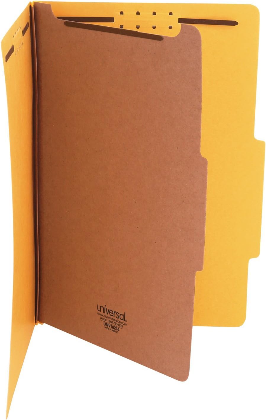 Universal 10214 Pressboard Classification Folders, Legal, Four-Section, Yellow, 10/Box