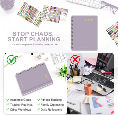 Planner 2026-2027, Weekly and Monthly Academic Year Calendar Planner, July 2026 - June 2027, Daily Agenda Book for Office School Supplies, A5(6.3'' x 8.5'')