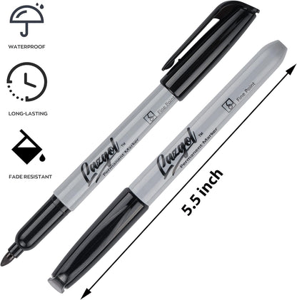 LAZGOL Permanent Markers Bulk, 120 Pack Fine Tip Black Permanent Markers, Waterproof Markers, Premium Smear Proof Pens, Quick Drying, Office Supplies for School, Office, Home