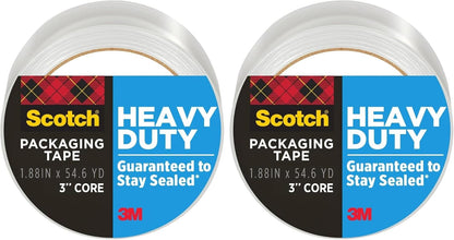 Scotch Heavy Duty Shipping Packing Tape, Clear, Shipping and Packaging Supplies, 1.88 in. x 54.6 yd., 1 Tape Roll