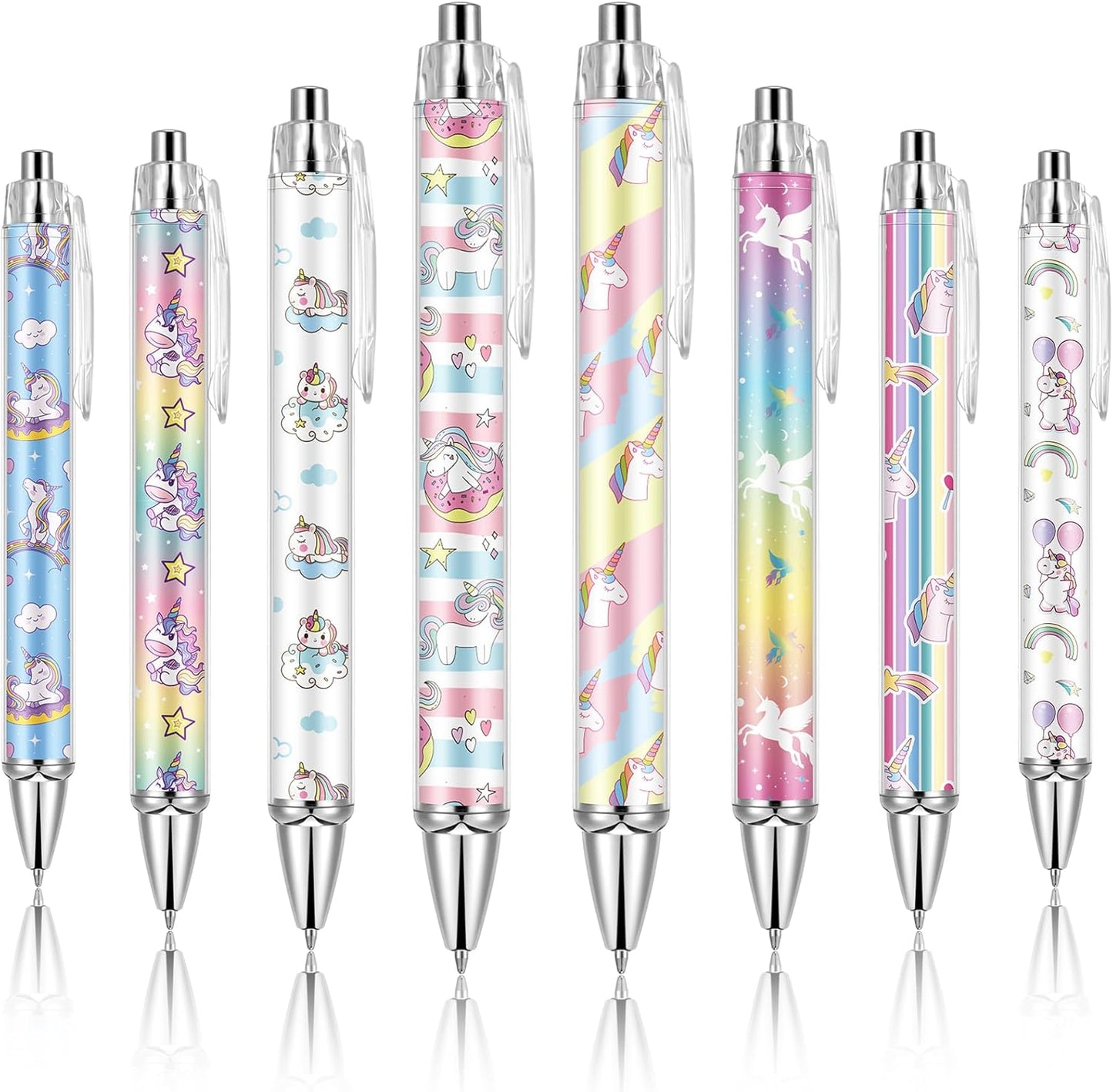Ireer 8 Pcs Ballpoint Pens for Women 1.00 mm Cute Black Ink Pens Fine Point Smooth Writing for Journaling Aesthetic Office Supplies (Mahjong)