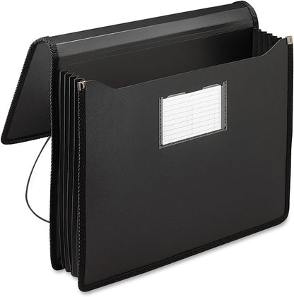 Smead Poly Wallet, Accordion File Organizer for File Folders, Legal Size, Black, 5-1/4 inch Expansion, Office Supplies, Document Organizer (71510)