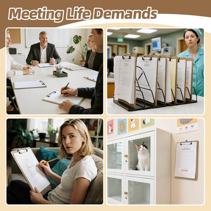 HappyHapi 24 Pack Clipboard 8.5 x 11 Letter Size Clip Boards Bulk, A4 Wooden Hardboard Office Clipboards Pack for Classroom, Work-Meetings, Brown