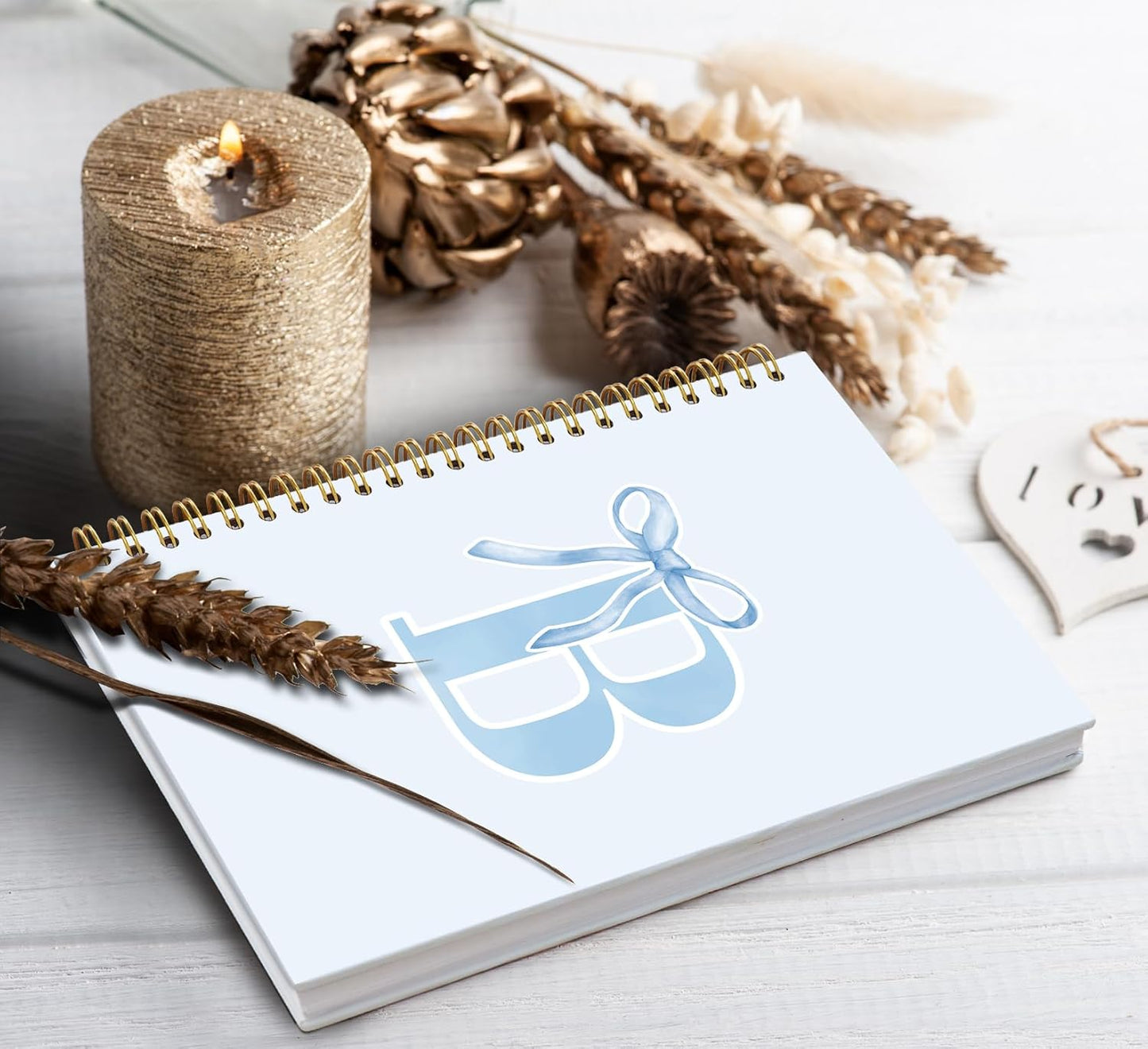 Blue Bow Journal Notebook for Girls,Initial H Journals Personalized Diary Gifts for Teen Girl Kids,Monogrammed Gifts for Women,Trendy Coquette Cute Hardcover Spiral Notebook 5.5 x 8.3 - Colors B