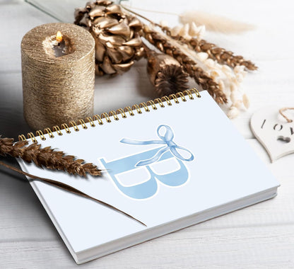 Blue Bow Journal Notebook for Girls,Initial H Journals Personalized Diary Gifts for Teen Girl Kids,Monogrammed Gifts for Women,Trendy Coquette Cute Hardcover Spiral Notebook 5.5 x 8.3 - Colors B