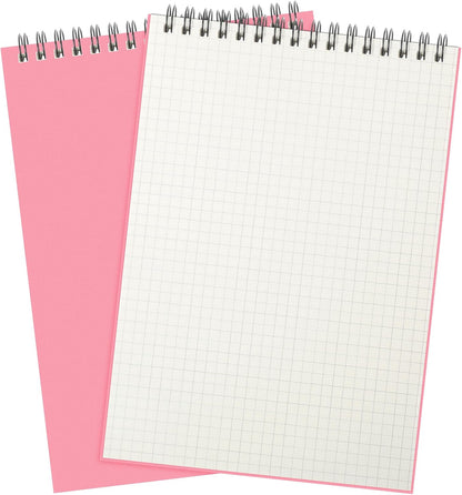 Engrowtic 2 Pack Graph Paper Spiral Notepad A5 Top Wirebound Notepad Grid Notebook Steno Pads Memo Notebook Grid Paper 140 Pages for Writing Sketching Drawing Office Supplies (Black)