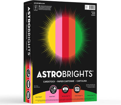 Astrobrights® Color Card Stock, Happy Assortment, Letter (8.5" x 11"), 65 Lb, Pack Of 250