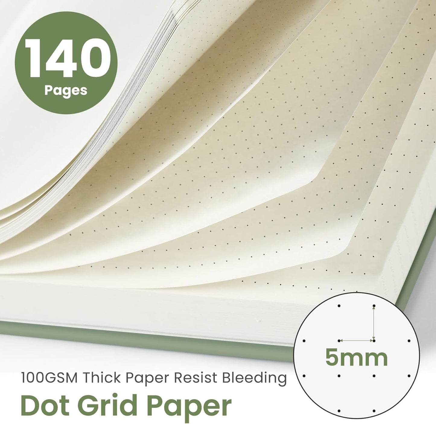 Taja Lined Spiral Journal Notebook for Women & Men, 140 Pages, College Ruled Hardcover Notebook for Work & Note Taking, Journals for Writing, A5(5.7" x 7.9") - Green