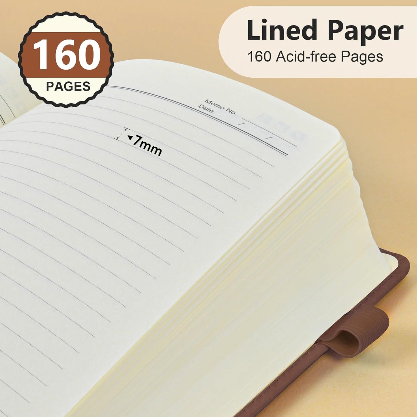 PERCUN Graph Paper Notebook, 160 Pages Grid Journal for women & men, A5 Hardcover Leather Graphing Notebook for School, Work, Travel, Note Taking 5.9”x8.5” (Black)