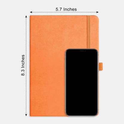 RETTACY Graph Grid Paper Notebook, 192 Pages, A5 Medium Size (5.7'' x 8.3''), 5 Squares per Inch, Leather Hardcover, 100 GSM Thick Paper, for School, Students, Math, Engineering (Brown)