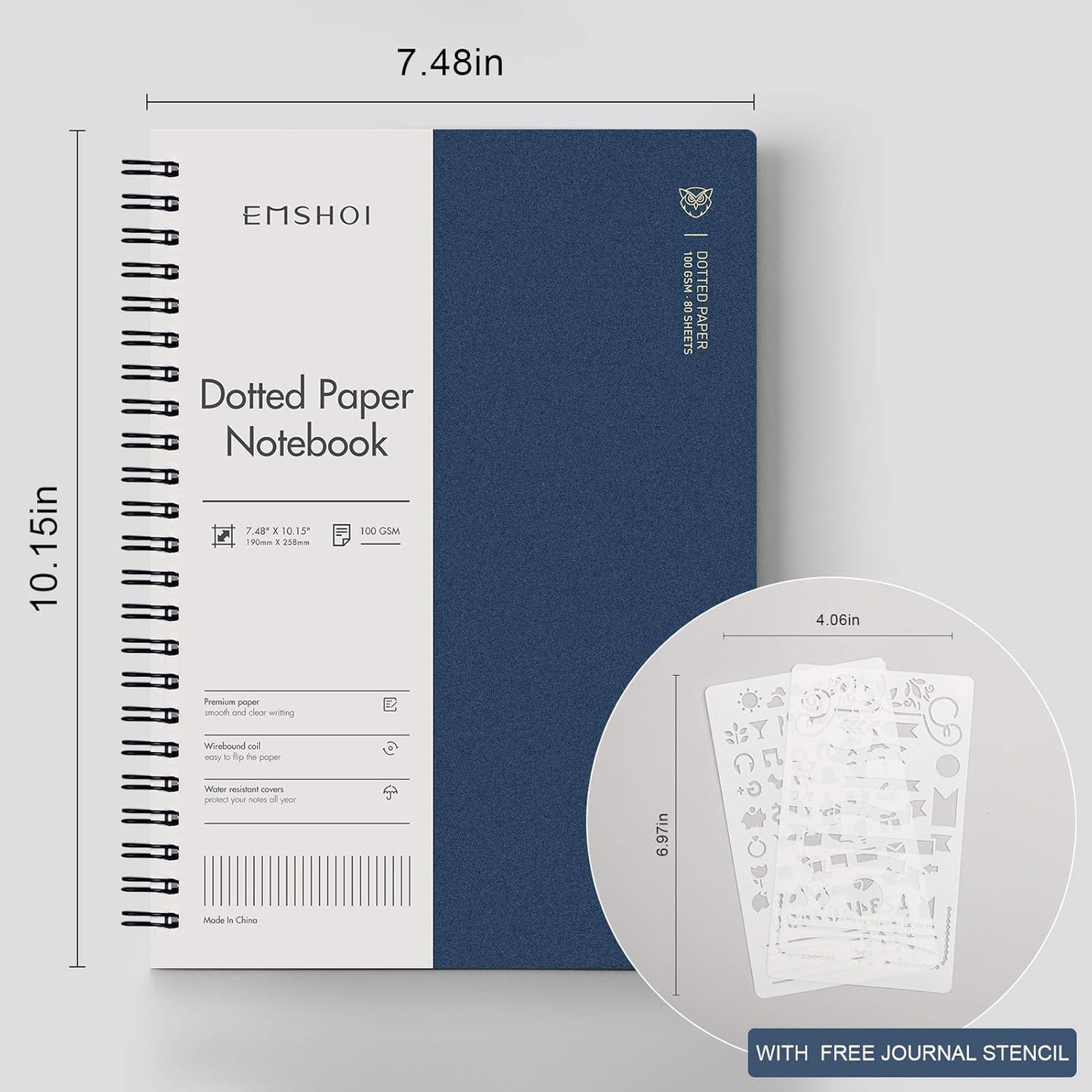 EMSHOI Dotted Journal Spiral Notebook 5.7" x 8.22" - 4 Pack 640 Pages 100gsm Thick Paper, A5 Dot Grid Notebook, Plastic Hardcover Dotted Notebook for Journaling Writing