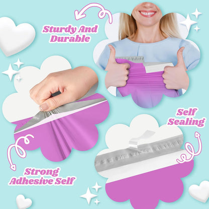 Metronic Cute Poly Mailers 10x13" 50pc Small Shipping Bags, Strong Adhesive Mailers Poly Bags for Business, Waterproof Mailing Envelopes for Packing Shipping Clothes Gifts, Gradient BluePink