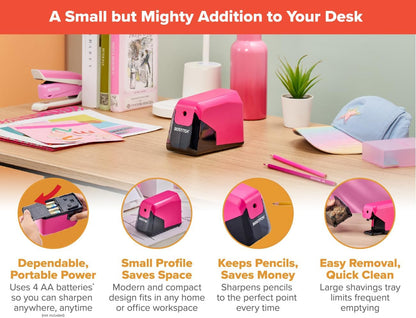 Bostitch Office Battery Pencil Sharpener, 4X Longer Cutter Life, Tip Saver Technology, Black (BPS4-BLK)