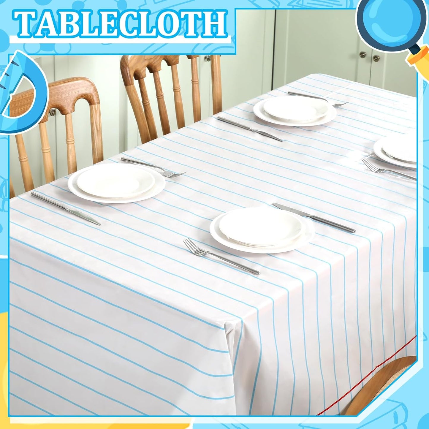 Oudain 4 Pcs Preschool Kindergarten Back to School Party Tablecloth First Day to School 54 x 108 Inch Large Disposable Rectangle Notebook Tablecloth Cover for Party Supplies Table Decorations
