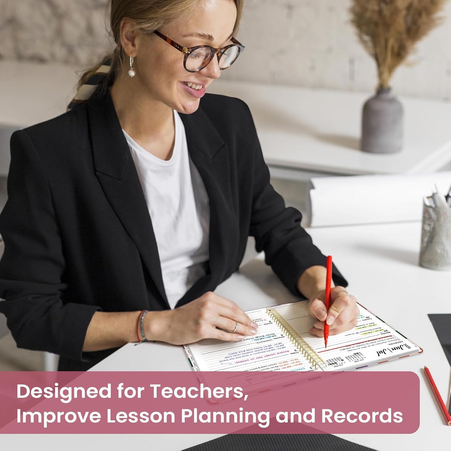 Planner 2026-2027, Academic Year Monthly and Weekly Calendar Planner, Jul 2026 - Jun 2027, Hardcover Teacher Student Planning Agenda book with Tabs, Perfect for School Office Supplies, 6.3" x 8.5" - Wildflowers