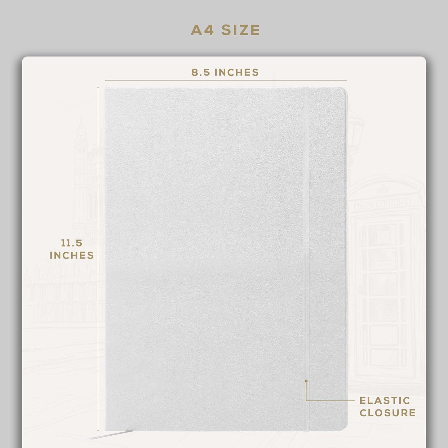 BEECHMORE BOOKS Large Lined Journal Notebook, 8.5" x 11.5" (A4) Hardcover Vegan Leather Executive Diary for Work, Thick 120gsm Paper, Lay-Flat Binding, Gift Box