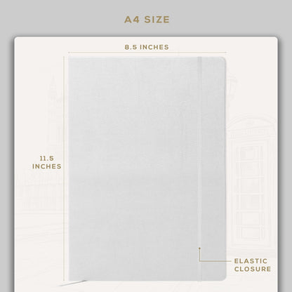 BEECHMORE BOOKS Large Lined Journal Notebook, 8.5" x 11.5" (A4) Hardcover Vegan Leather Executive Diary for Work, Thick 120gsm Paper, Lay-Flat Binding, Gift Box